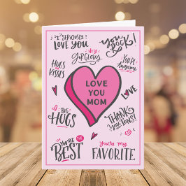 Tarjetas del Día de la Madre con Corazón Rosa y Ci