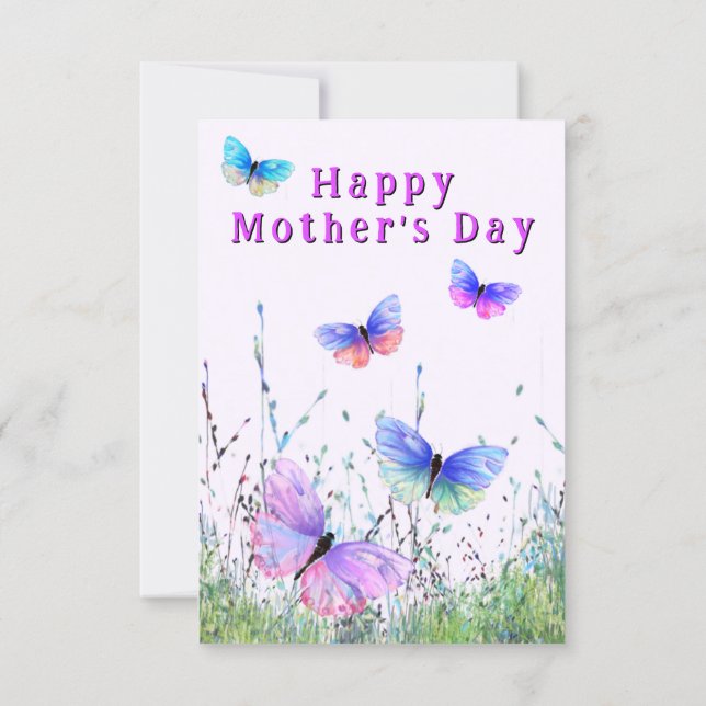 Tarjetas del Día de la Madre con Mariposas Pintada (Reverso)