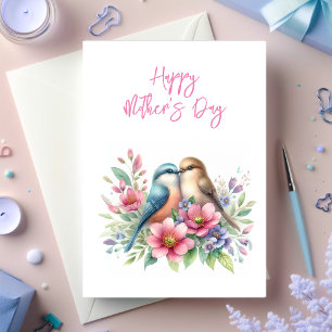 Tarjetas del día de la madre de pájaros de amor en