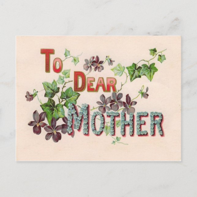 Tarjetas del Día de la Madre Moradas Olvídame Azul (Anverso)