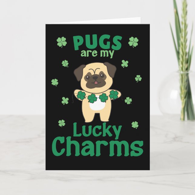 Tarjetas del día de San Patricio Son Pug Mis amule (Anverso)