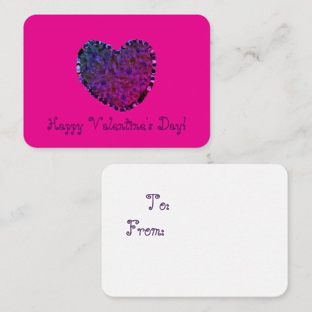Tarjetas del Día de San Valentín con Corazón Morad (Anverso / Reverso)