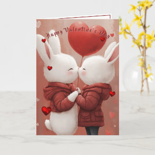 Tarjetas del Día de San Valentín conejitos Corazon