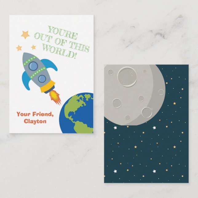 Tarjetas del Día de San Valentín de Clase Espacial (Anverso / Reverso)