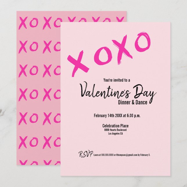 Tarjetas del día de San Valentín rosadas simples (Anverso / Reverso)
