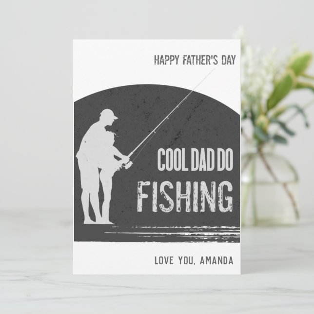 Tarjetas del día del padre pescador negro (Anverso de pie)