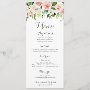 Tarjetas del estante del menú de la boda de la