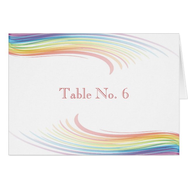 Tarjetas del lugar de la boda - onda del arco iris (Anverso (Horizontal))