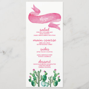 Tarjetas del menú de la boda de la acuarela del