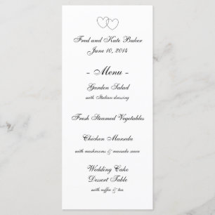 Tarjetas del menú de los "corazones que