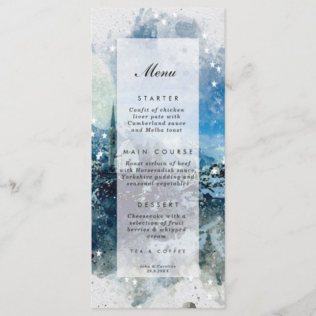 tarjetas del menú del boda del día de fiesta de la (Anverso)