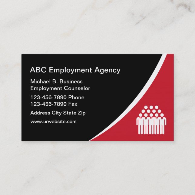 Tarjetas del negocio de representación del empleo (Anverso)