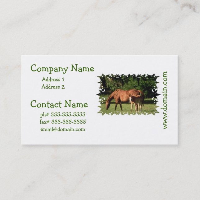 Tarjetas del negocio familiar del caballo (Anverso)