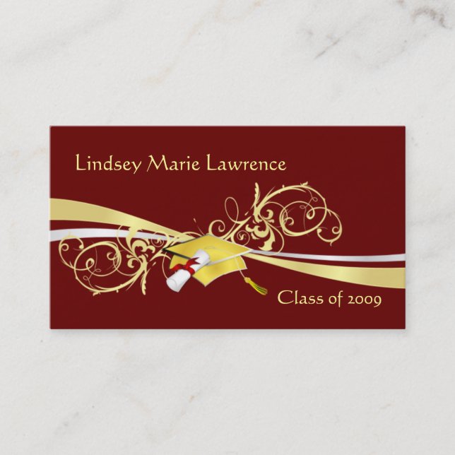 Tarjetas del nombre y del contacto de Graduatation (Anverso)