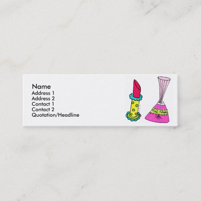 Tarjetas del perfil del lápiz labial y del esmalte (Anverso)