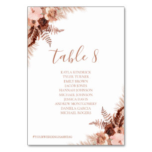 Tarjetas del plan de asientos bohemias de moda con