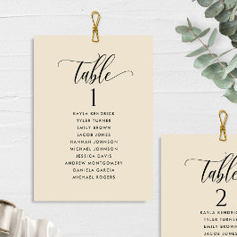 Tarjetas del plan de asientos de crema beige con n