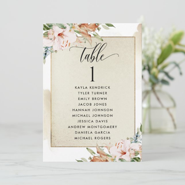 Tarjetas del plan de asientos Gold y Pink con nomb (Anverso de pie)