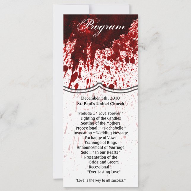 Tarjetas del programa 4x9.25 Plástico de sangre Va (Anverso)