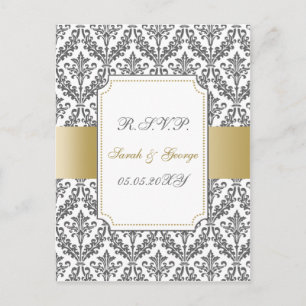 tarjetas del rsvp del boda de la MOD del oro