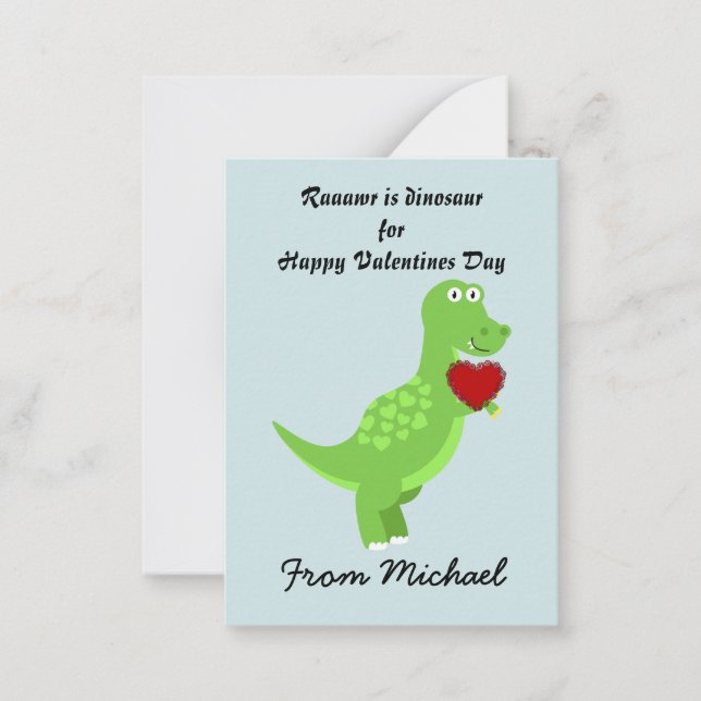 Tarjetas Día de San Valentín de dinosaurios para e (Anverso)