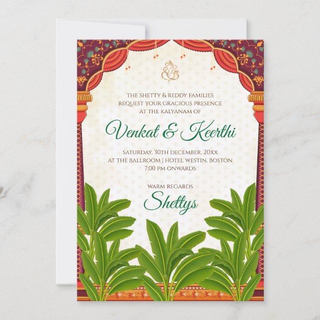 Tarjetas digitales de boda del sur de India invita (Anverso)