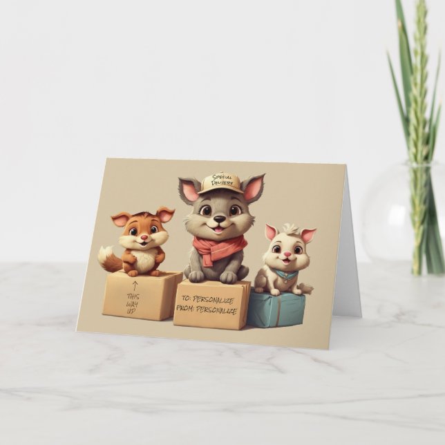 Tarjetas Divertidas de Animales de Dibujos Animado (Anverso)