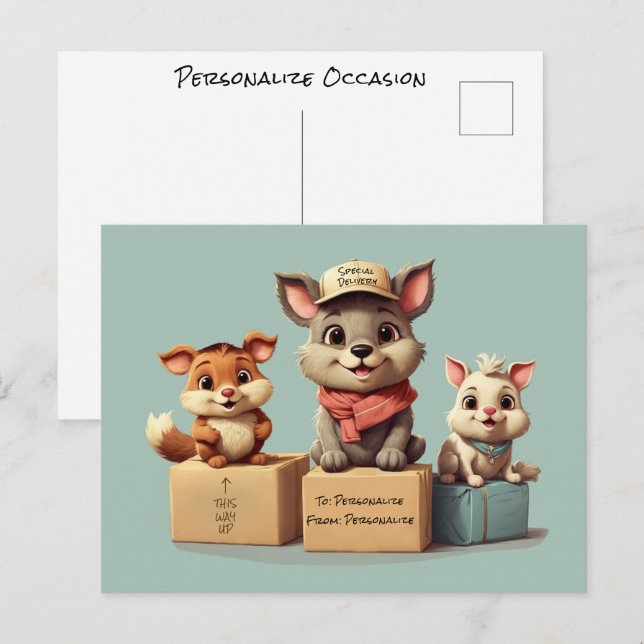 Tarjetas Divertidas de Animales de Dibujos Animado (Anverso / Reverso)