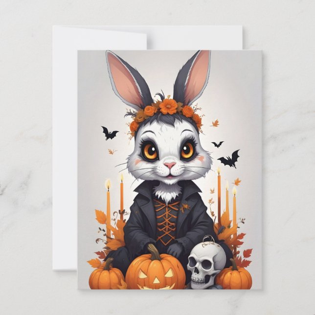 Tarjetas divertidas de animales de Halloween con c (Anverso)