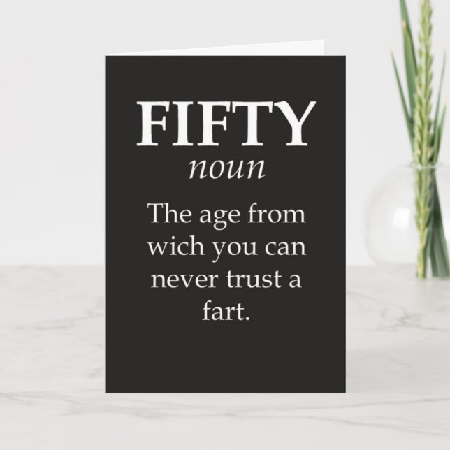 Tarjetas divertidas de cumpleaños cincuenta Chiste (Anverso)