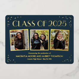 Tarjetas Divertidas de Graduación con Hojas de Oro