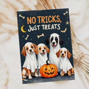 Tarjetas divertidas de Halloween de perros fantasm