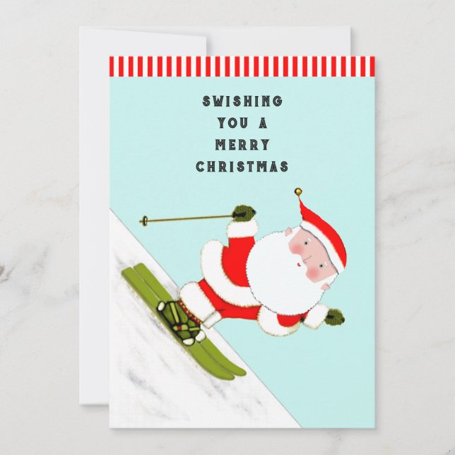 Tarjetas divertidas de Navidad de esquí (Anverso)