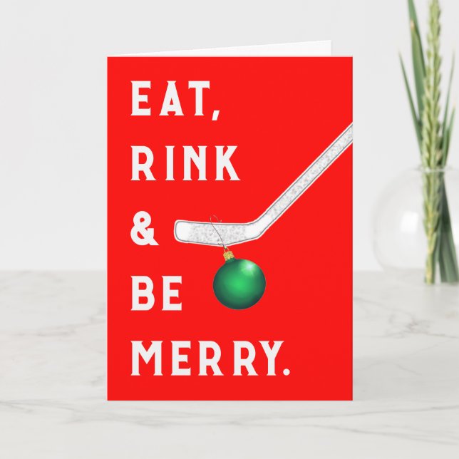 Tarjetas divertidas de Navidad de hockey (Anverso)
