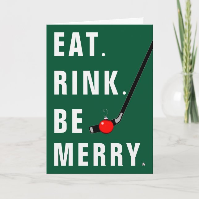 Tarjetas divertidas de Navidad de hockey (Anverso)
