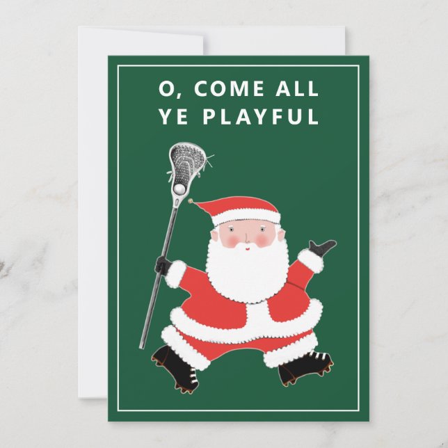 Tarjetas divertidas de Navidad de lacrosse (Anverso)