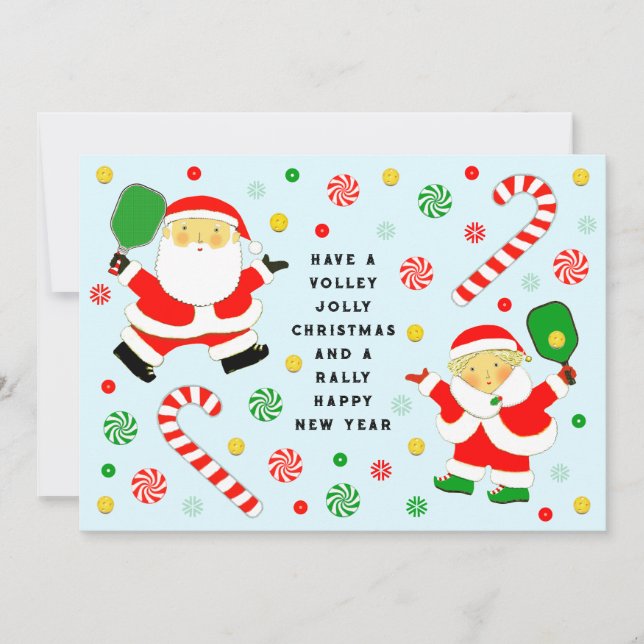 Tarjetas divertidas de Navidad de Pickleball (Anverso)