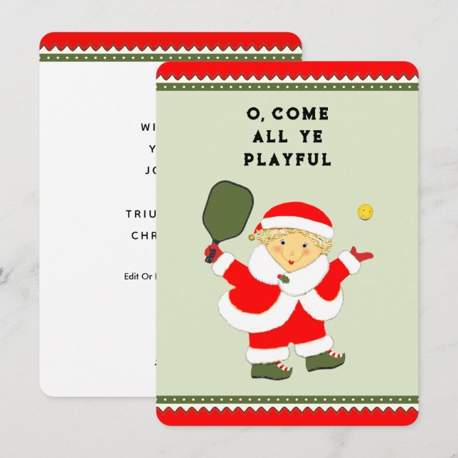 Tarjetas divertidas de Navidad de Pickleball para  (Anverso / Reverso)
