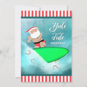Tarjetas divertidas de Navidad de playa de surf