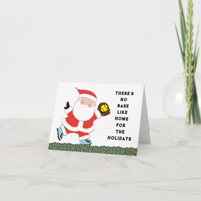 Tarjetas divertidas de Navidad para softball (Anverso)