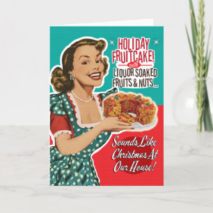 Tarjetas Divertidas de Navidad Retro de Pastel de 