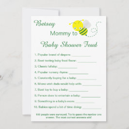 Tarjetas divertidas del juego Feud para baby showe