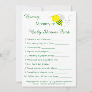 Tarjetas divertidas del juego Feud para baby showe