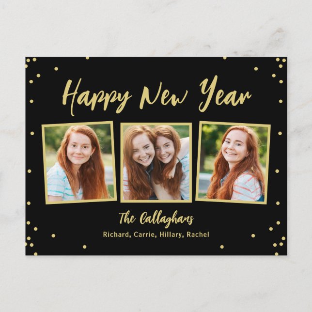Tarjetas divertidas editables de Año Nuevo en colo (Anverso)