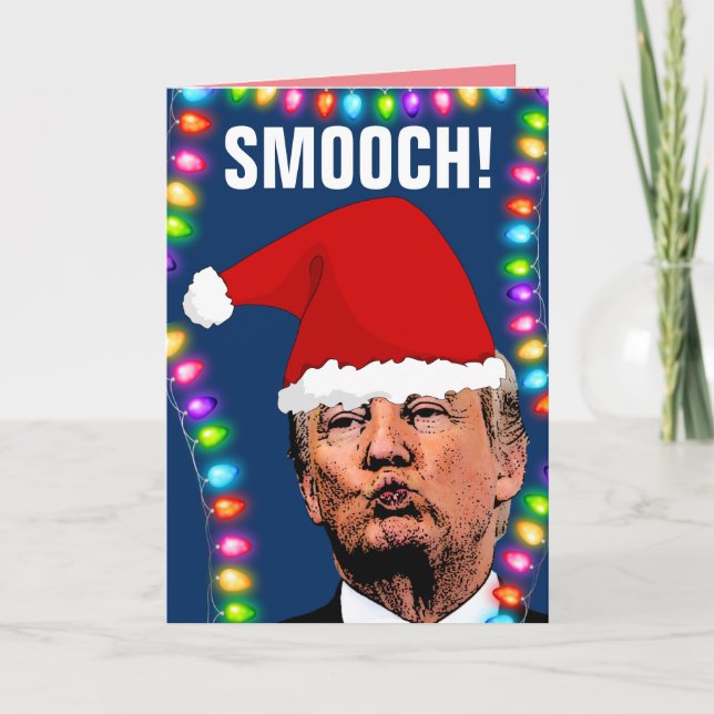 TARJETAS DONALD TRUMP KISS NAVIDADES FUNNY (Anverso)