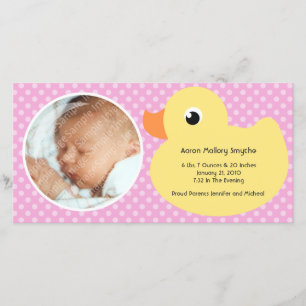 Tarjetas Ducky de goma de la foto del recién