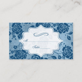 Tarjetas Dusty Blue, White Floral Damask Place