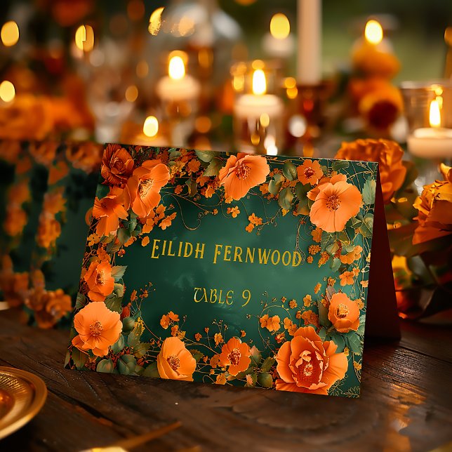 Tarjetas editables de la Colina Druida de otoño Bo (Whimsical Druid Hill Wedding Place Cards )