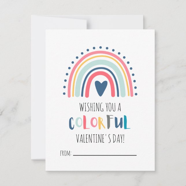 Tarjetas El día de San Valentín arcoiris para niño (Anverso)