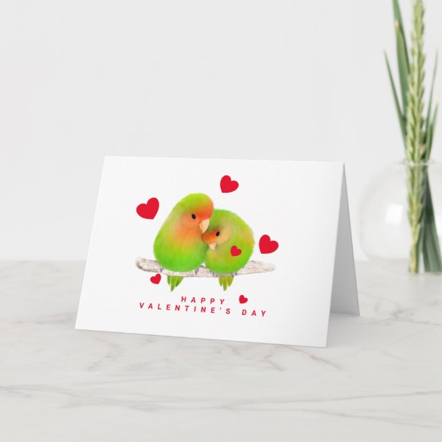 Tarjetas El día de San Valentín Red Heart Lovebird (Anverso)